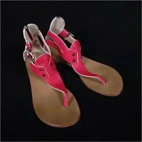 Giuseppe Zanotti Sandal Thong T-Strap Red 6.5 Flat Leather Gladiator Straps 36.5 - Picture 7 of 7